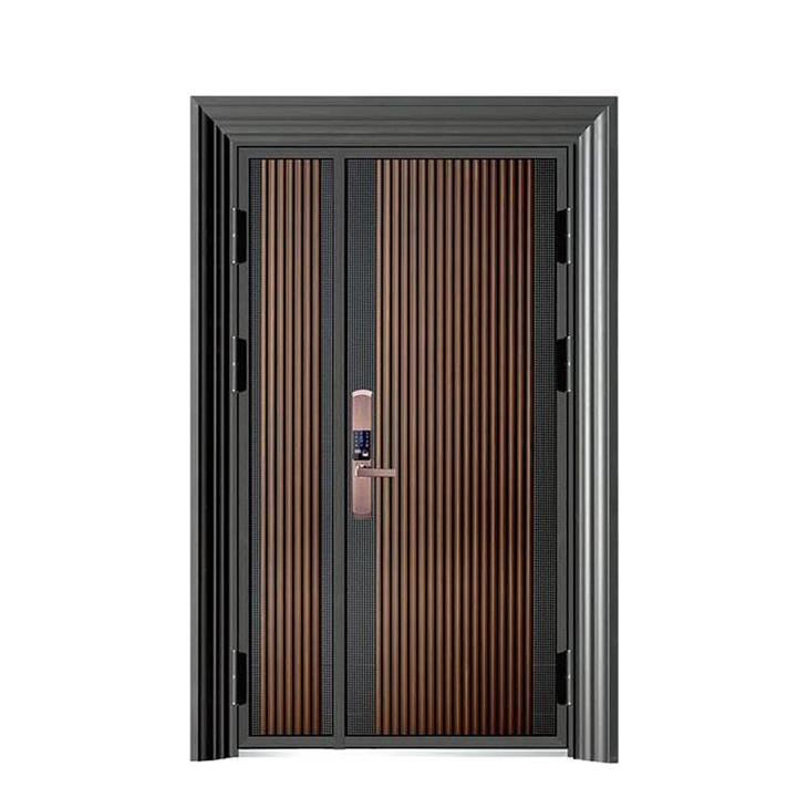 Bedroom Steel Doors Modern Latest Design Embossed Exterior Security Home Swing Graphic Design Stainless Steel Wooden Crate 41