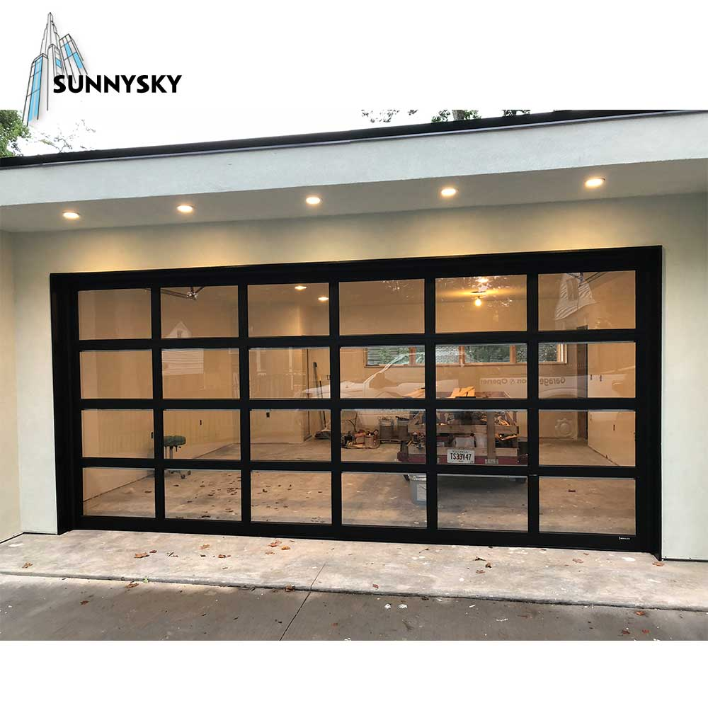 Automatic Open Modern Style Flush Glass Garage Door Sectional Aluminum Glass Doors with Low Price for Villa Apartment