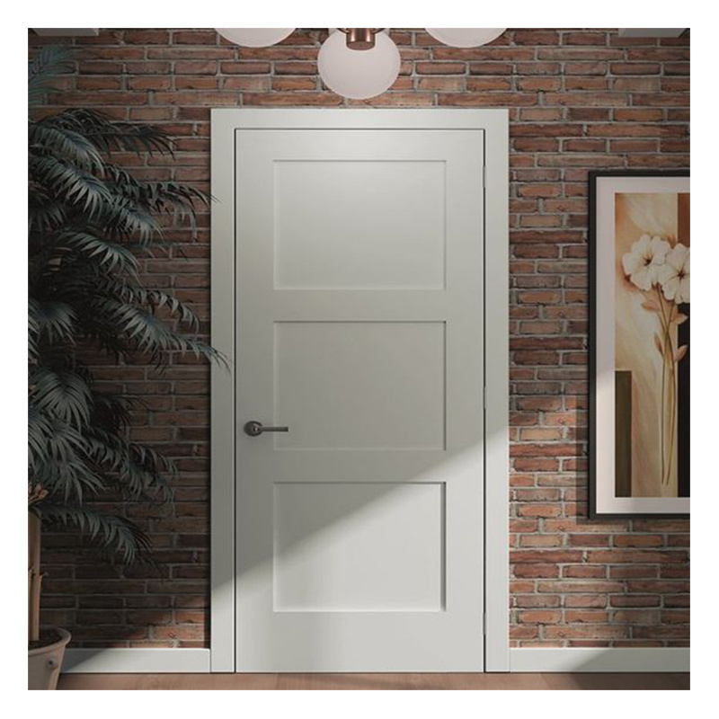 Simple Design 3 Panel Soundproof White Primed Solid Wooden Interior Shaker Door For Bedroom Prehung interior shaker doors