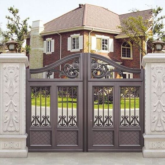 Low price  patio electric door cast aluminum gate sliding decorative iron gate