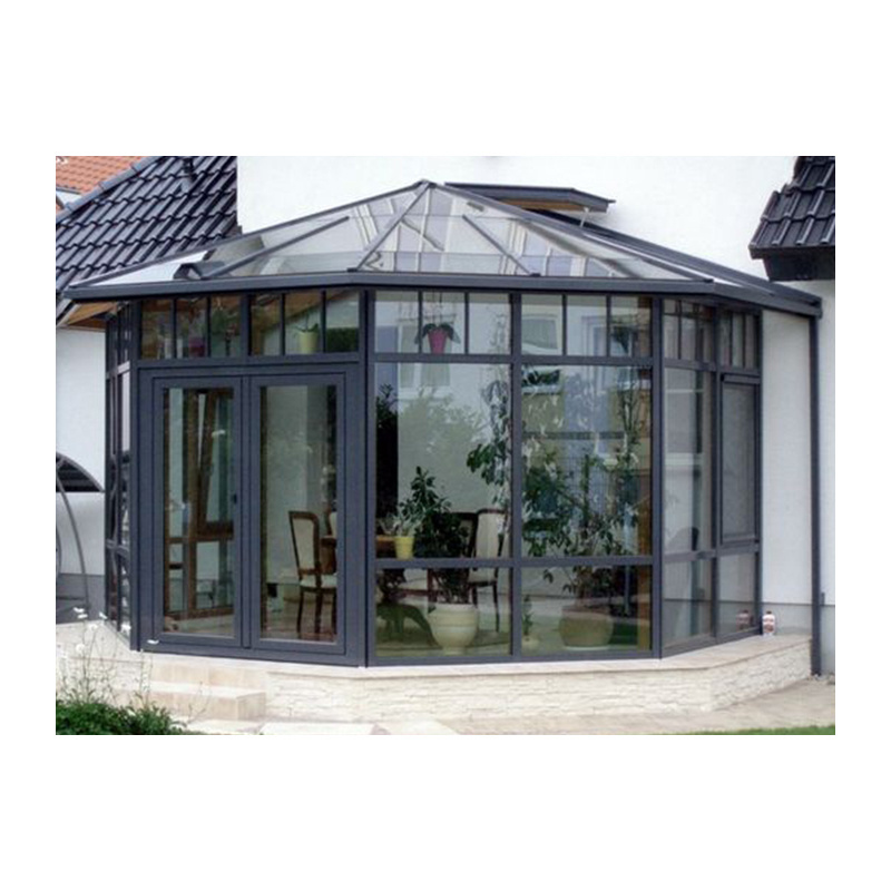 Customize Design  Green House Sunroom With Automate Rolling Roof Aluminum Frame Garden Glass House