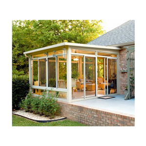 Customize Design  Green House Sunroom With Automate Rolling Roof Aluminum Frame Garden Glass House