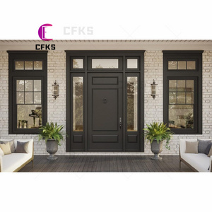 CFKS DOOR Traditional oak mahogany pine walnut cherry solid wood entry swing out security door exterior door