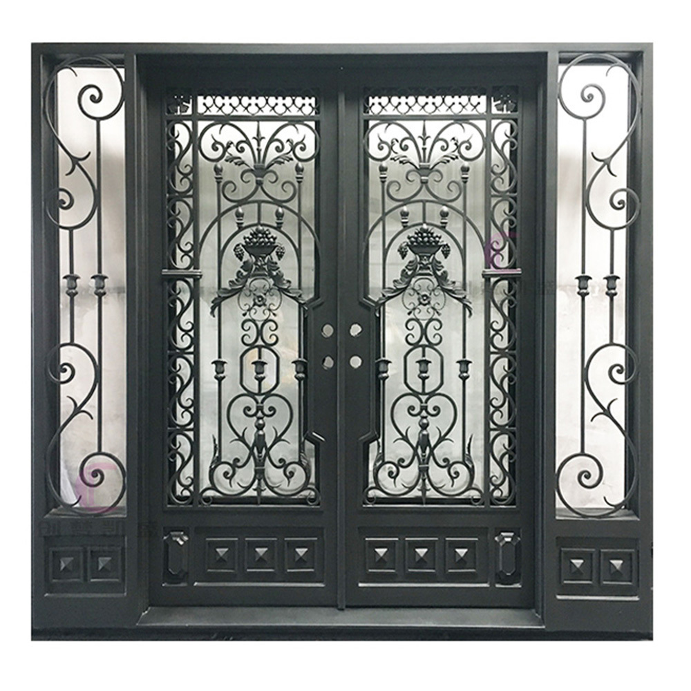 Factory Price Arched Design Double Wrought Iron Entry Gates Doors Stainless Steel Exterior Security Door For Apartment Building