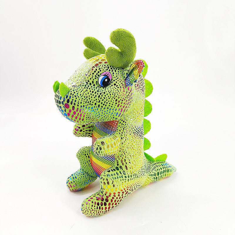 Cute Good Quality Glitter Dinosaur Plush Toy Dino Dragon Fluffy Stuffed Animal For Kids Girl Boy