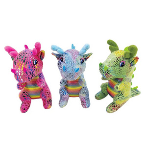 soft toy chinese dragon plush toys for children three colors cute glitter dragon plush toy