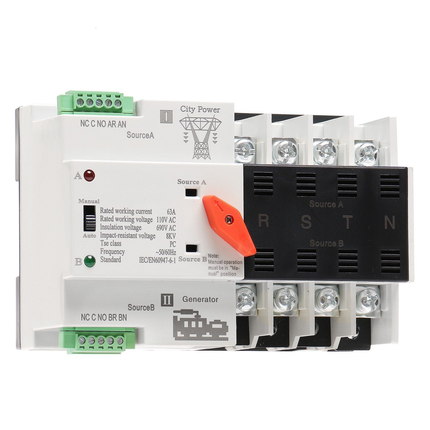 ZANBOX 2P 3P 4P AC 220V 63A 100A 125A Uninterruptible Dual Power Automatic Transfer Switch ATS For Solar Inverter