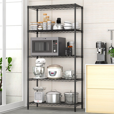 Wholesale multilayer wire mesh shelves kitchen metal stands storage rack warehouse  hand trolley chrome wire shelf