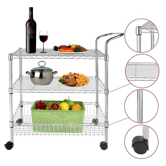 Original aluminium kitchen adjustable shelf closet organizer 6 tier wire shelving metal 2 5 storage rack trolley