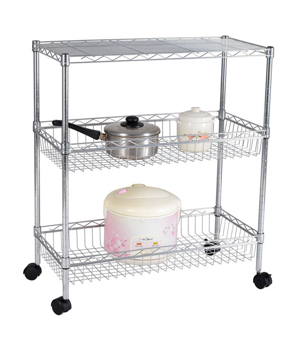 Warehouse cubicle height adjustable garage wire rack metal 3-layer wheel stacking shelving steel storage shelf