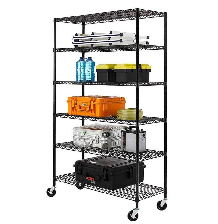 heavy duty 6 tier shelving racks metal for store with wheels metal rack storage shelf