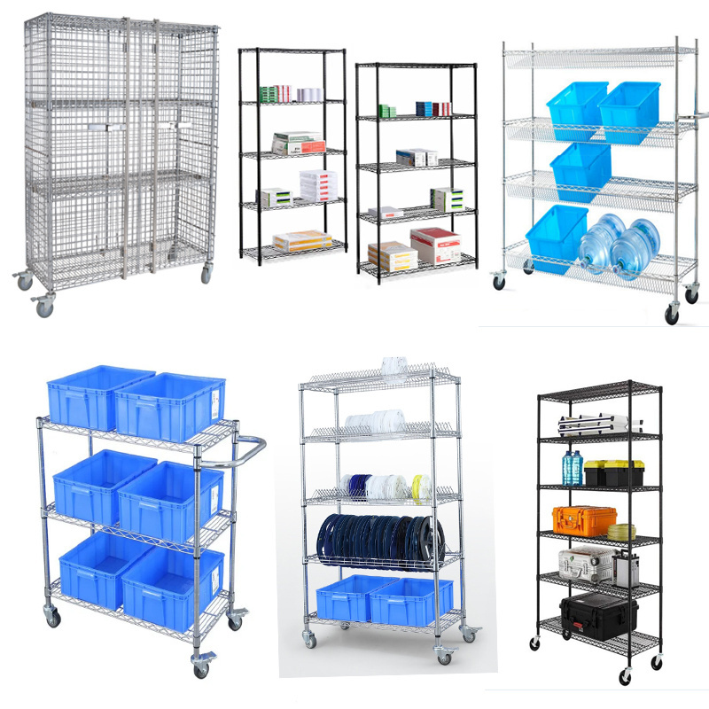 heavy duty 6 tier shelving racks metal for store with wheels metal rack storage shelf