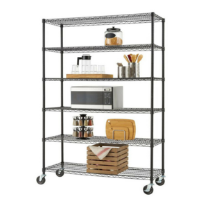 Heavy Duty 6 Tiers Warehouse Stainless Steel Shelves With Wheels Wire Shelving Storage Rack