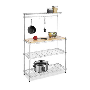 Hot Sale DIY Style Kitchen Shelf 3 Tier Kitchen Storage Baker's Rack With Removeable Top Chrome Shelf