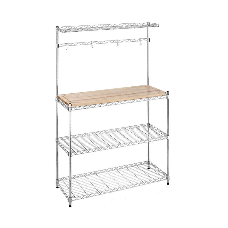 Hot Sale DIY Style Kitchen Shelf 3 Tier Kitchen Storage Baker's Rack With Removeable Top Chrome Shelf