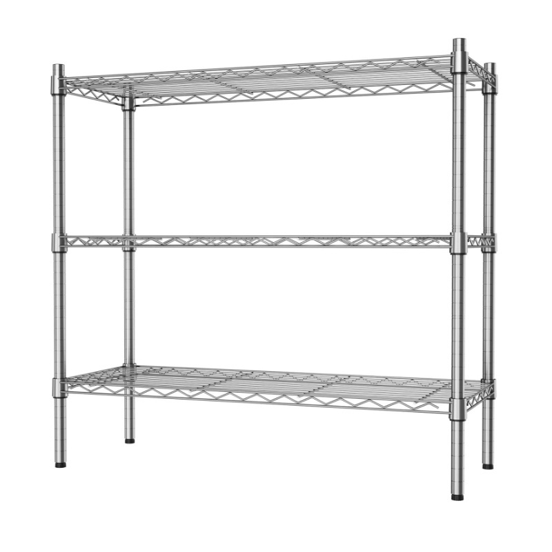 Sturdy&Rust-resistant 3 Tier NSF Wire Shelf Shelving Unit  3 Tiers Standing Shelving Units Adjustable Metal Organizer Wire Rack