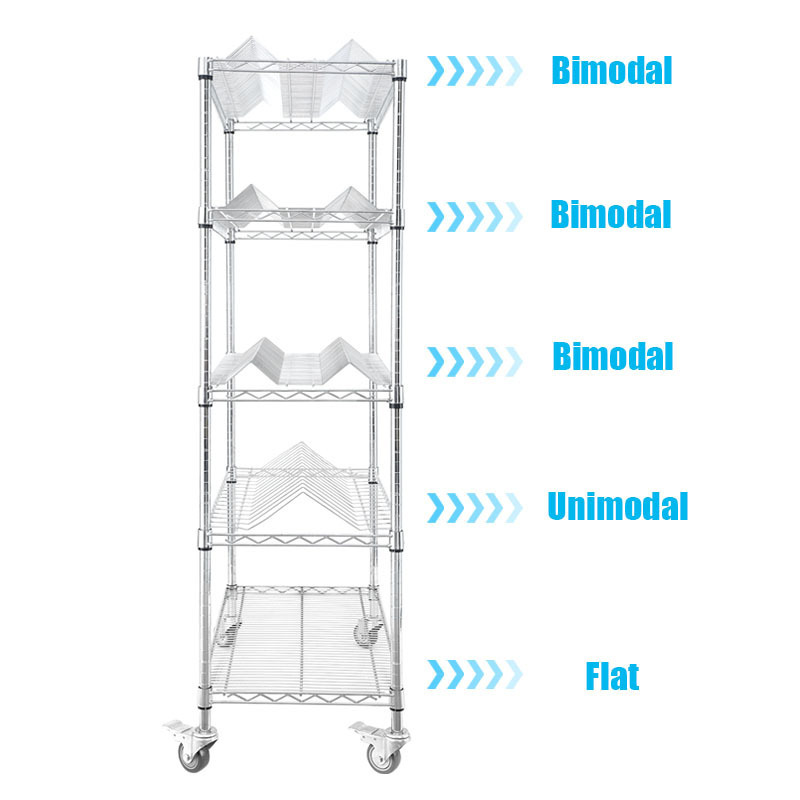 Carbon Steel SMD SMT ESD PCB Reel Shelf 5 tiers Chrome Wire Storage Shelving Rack Trolley Cart