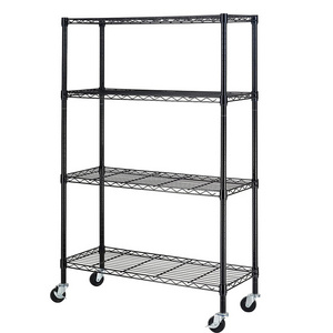 Heavy Duty NSF Bin Rack Solid Steel Wire Shelving 4 tier black storage shelf wire shelving epoxy wired metal shelving