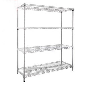 Factory use heavy duty chrome metal wire shelving 4 Tiers NSF Industrial Storage Racking in Chrome Finish Wire Metal Shelving