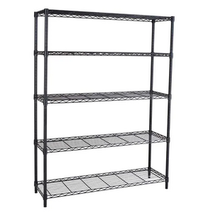 Popular Product Adjustable Height  5 Tiers Garage Wire Shelf Metal Shelving Unit Heavy Duty Rack With Wheels