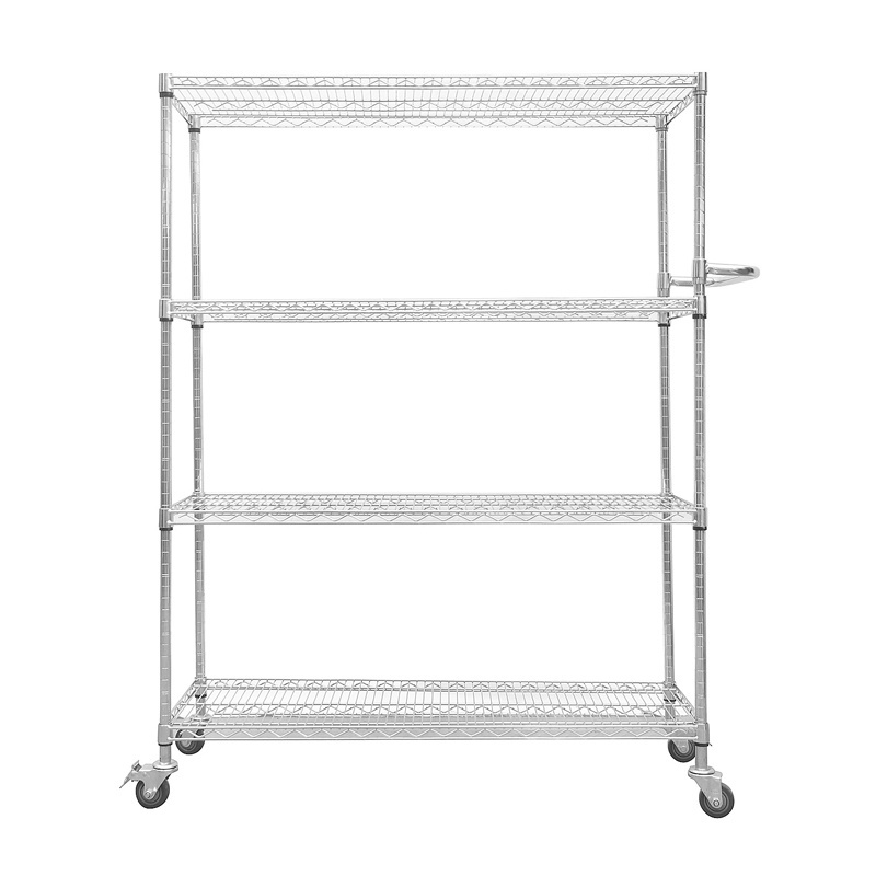 Factory use heavy duty chrome metal wire shelving 4 Tiers NSF Industrial Storage Racking in Chrome Finish Wire Metal Shelving