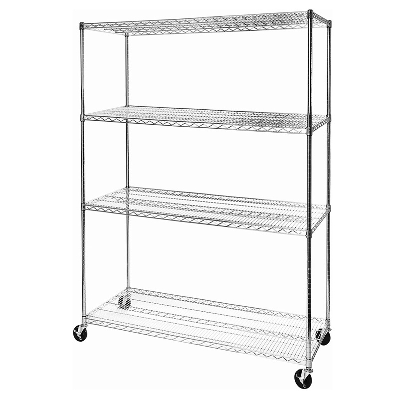 Factory use heavy duty chrome metal wire shelving 4 Tiers NSF Industrial Storage Racking in Chrome Finish Wire Metal Shelving