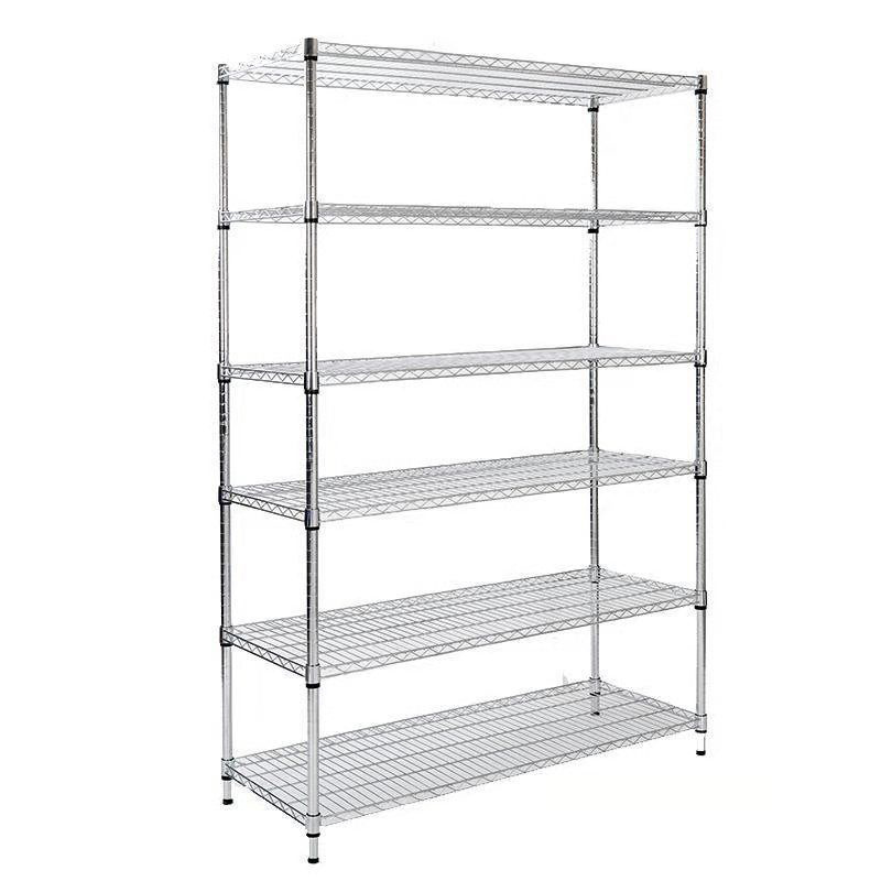 Commercial Wire Shelving 6 Tiers Heavy Duty Steel Wire Shelving Chrome Metro Office Shelf Metal