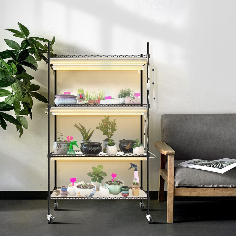 Heavy Duty Metal Rack with Wheels for Indoor Plants  Powder Coated Industrial Wire Shelves  Metal Wire  Shelf With Caster Wheel