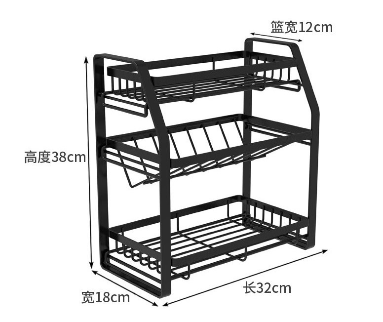 Multilayer multifunctional adjustable metal kitchen household countertop cabinets  storage rack