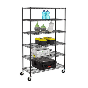 48"L*18"W*72"H Wire Shelving Unit Metal Shelf with 4 Casters 6 Tiers  Adjustable Layer Rack Strong Steel for Restaurant Garage