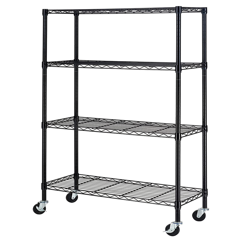 NSF Approval Black Epoxy 4 Tiers Adjustable Cold room Shelving  Greenhouse Seedling Growing Metal Storage Shelf