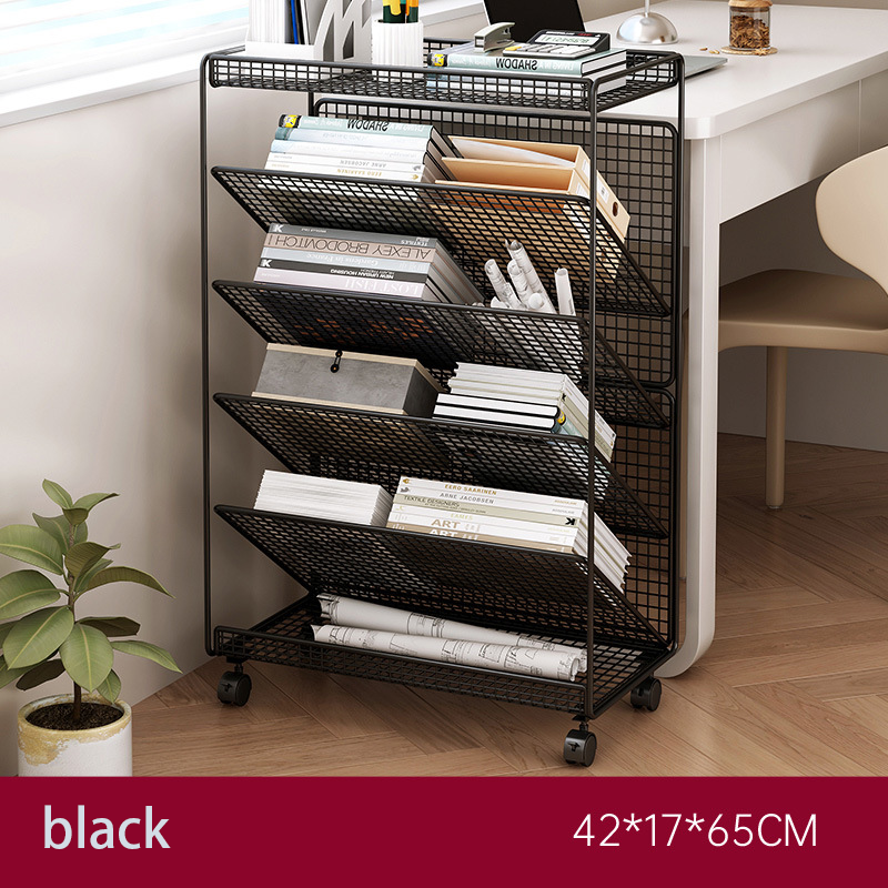 Bookshelf movable wheel desktop book storage shelf table side table floor simple book cabinet