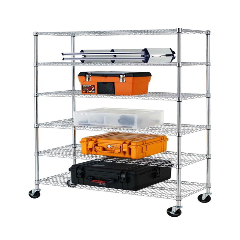 Commercial Wire Shelving 6 Tiers Heavy Duty Steel Wire Shelving Chrome Metro Office Shelf Metal