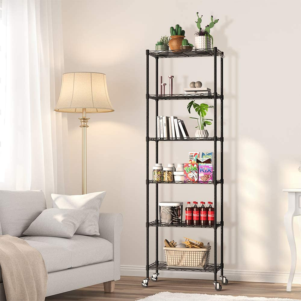 New design multilayer rotating kitchen shelf metal storage rack home living room wheel wire shelving with drawer