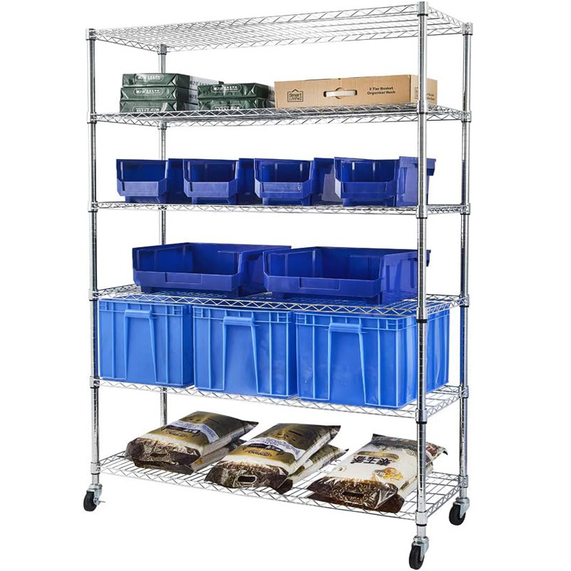 Customisable Wire Shelves 5-Tier Wire Storage Shelving Rack Unit For Wholesale