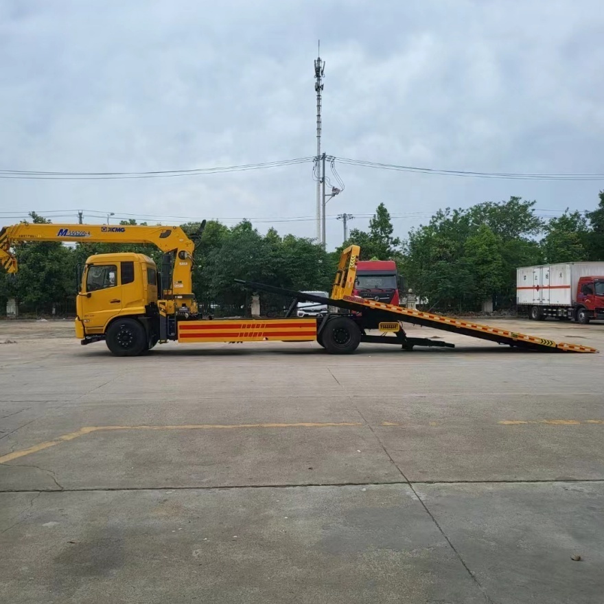 manufacture china factory flatbed wrecker tow truck 5tons platform wrecker truck 4x2 tow truck flat bed with crane