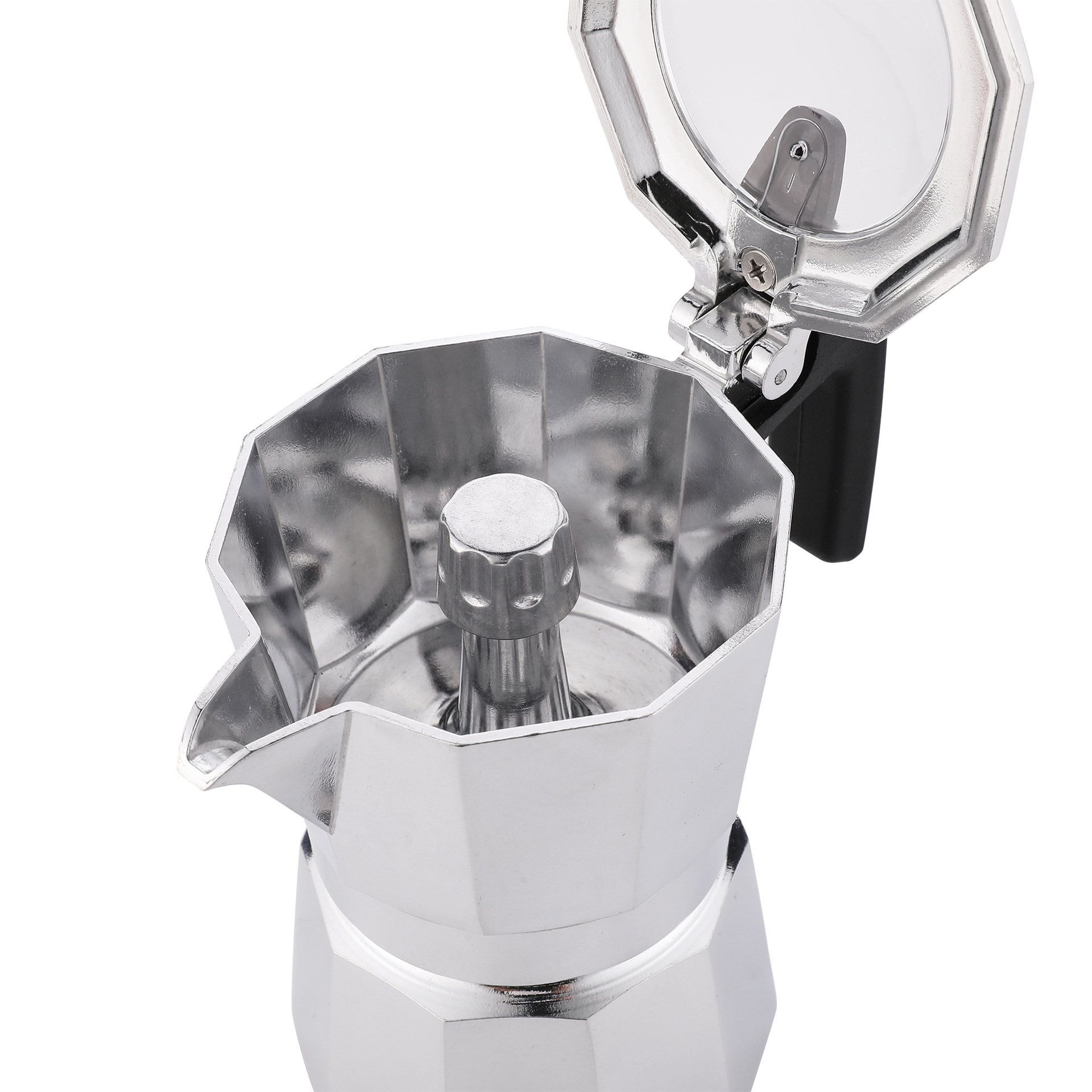 OEM Cafe Hot Selling Aluminum Alloy 1, 2, 3, 6, 9  Cups Mocha Maker Espresso Italian Moka Pot