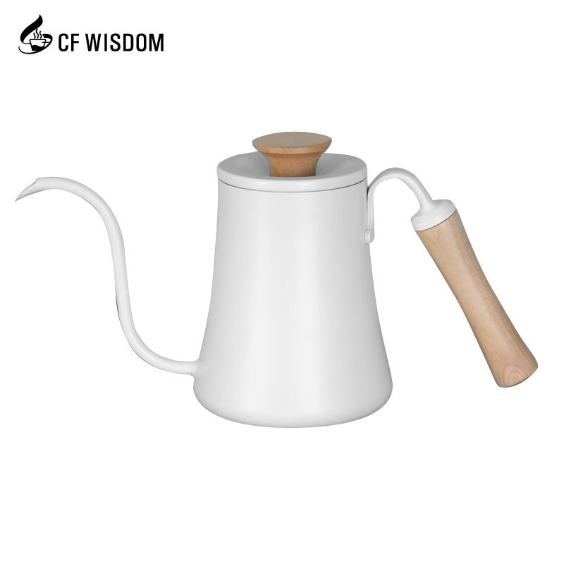 CF WISDOM Manufacturer Stainless Steel enamel coffee kettle personalized gooseneck coffee kettle with Lid