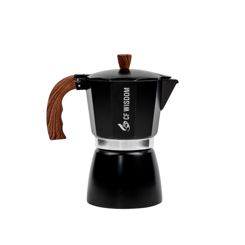 Factory customized logo in classic Italian style black/Multiple colors aluminum alloy light coffee espresso machine mocha pot