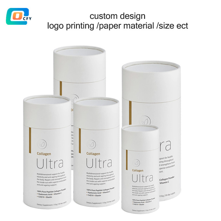 Customized Recyclable Food Grade Paper Tube for Beauty Collagen Powder Coffee Cylinder Packaging loose leaf tea packaging