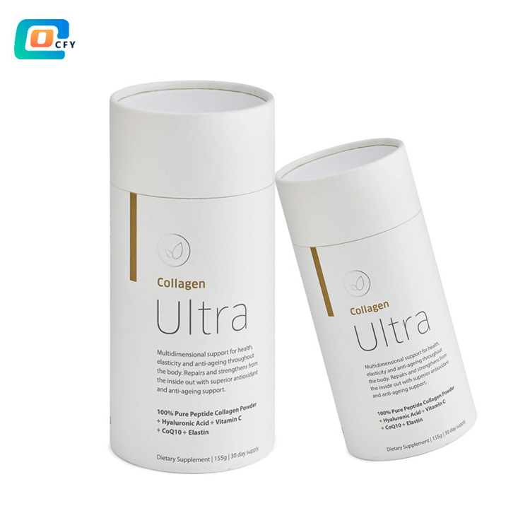 Customized Recyclable Food Grade Paper Tube for Beauty Collagen Powder Coffee Cylinder Packaging loose leaf tea packaging