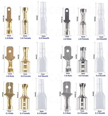 2.8/4.8/6.3mm Assorted Male/Female Plug Spring Spade Cold Crimp Terminals Electrical Insulating Sleeve Wire Connector SN-48B Set