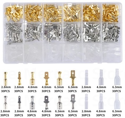 2.8/4.8/6.3mm Assorted Male/Female Plug Spring Spade Cold Crimp Terminals Electrical Insulating Sleeve Wire Connector SN-48B Set