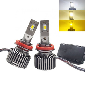 3 Color Led Super Bright H4 9005 9006 H11 Led 50w 12000lm Car Led Headlight Bulb F7 car auto led h7 headlight with fans H8 H10