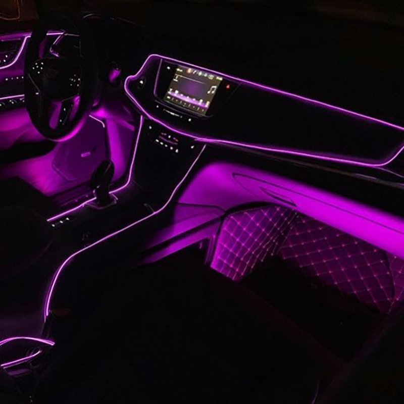 Car Interior EL Wire Ambient LED Flex Rgb FLAT Strip Auto Flexible Atmosphere Tube Soft USB Lamp Lighting Strip Rope Tape Light