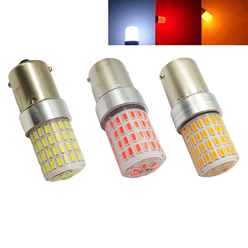 Super Car LED Silica S25 3014 72LED 1156 1157 BA15S BAY15D Red Amber Turn Signal Bulb Reverse Parking Lamp 12-30V for Truck