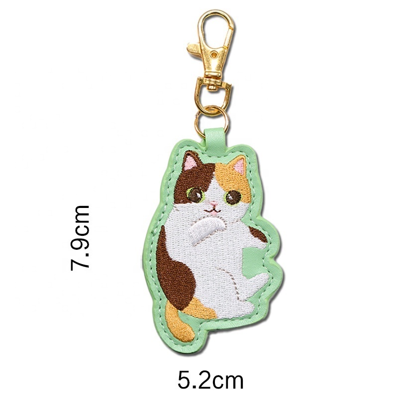 Custom Embroidery Patch Keychain Back Pu Promotional Gift Key Ring Wholesale Embroidered Keychains Custom