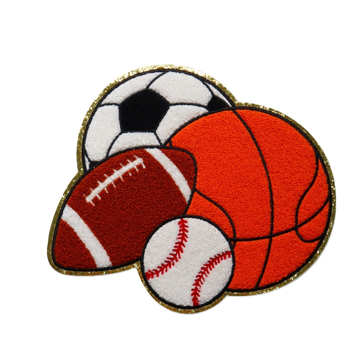 Wholesale Embroidery Sports Rugby/Football/Basketball/Baseball Logo Iron On Holiday Chenille Patches