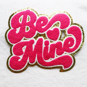 Hot Sale Valentine S Day Chenille Patches Love/Xoxo/Be Mine Iron On Chinese Valentine Heat Patches With Gift 2024