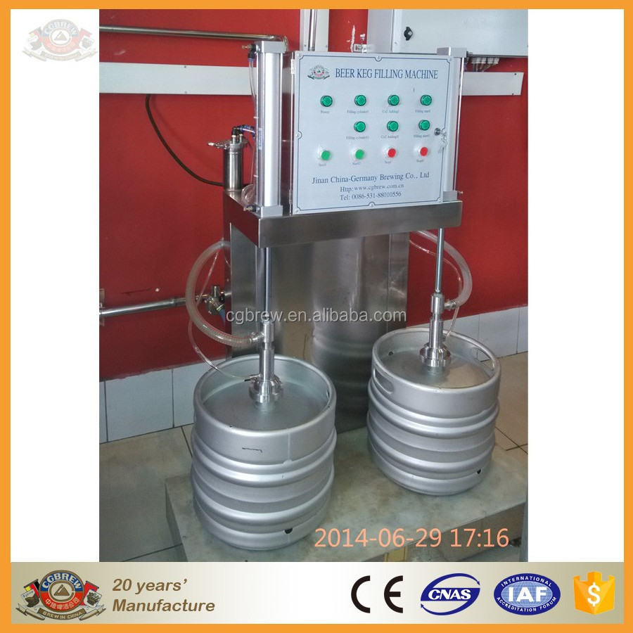 Semi-automatic beer keg filling machine for stainless steel or plastic beer kegs